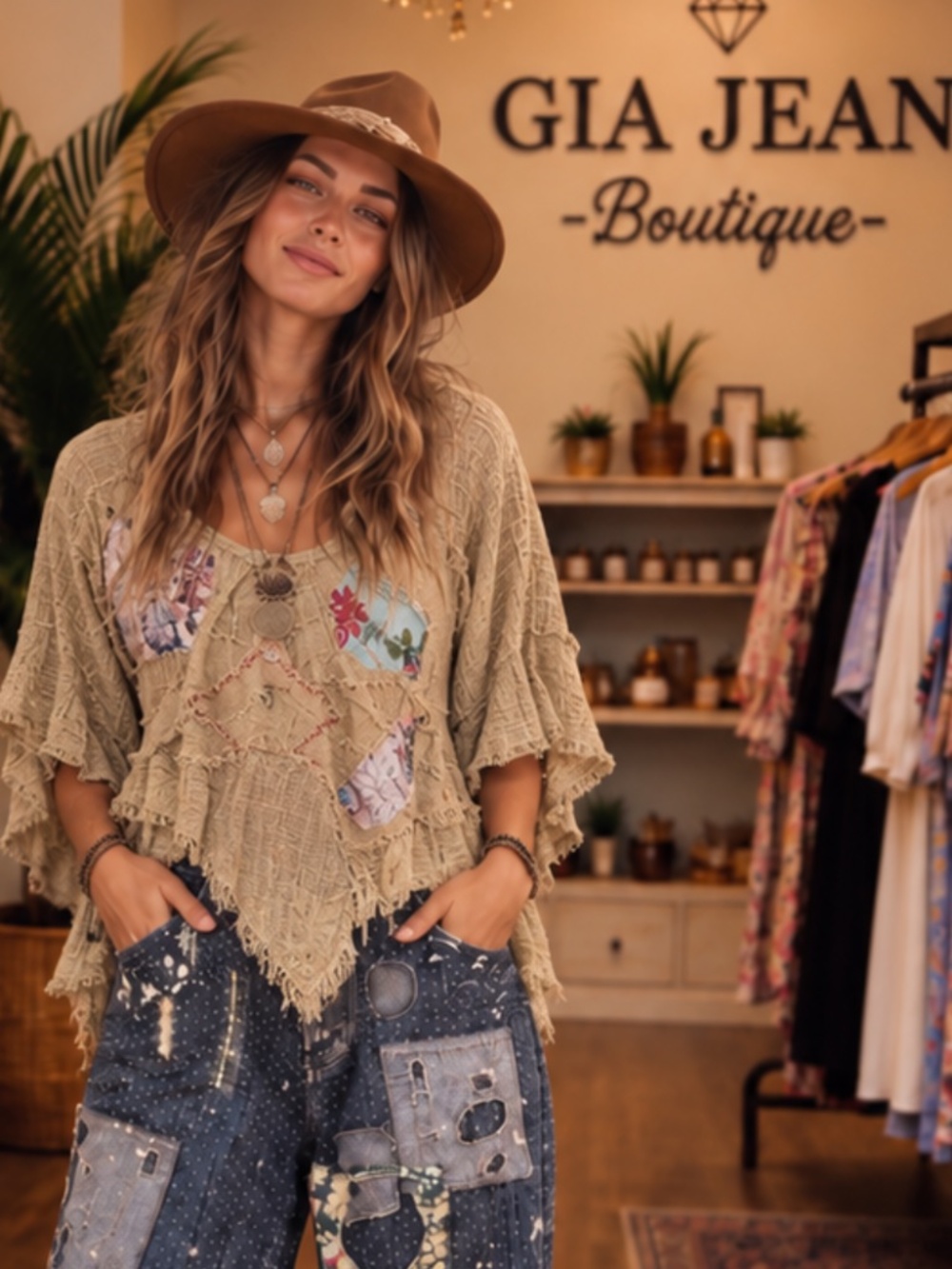 ❤️ JADED GYPSY “ DAWN “ JADED GYPSY MOON SHADOW TOP WITH PATCHWORK DETAIL